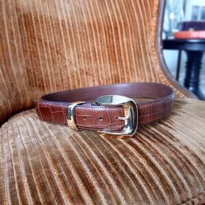 Delaney Belt By NA NIN Crocodile Pattern Brown
